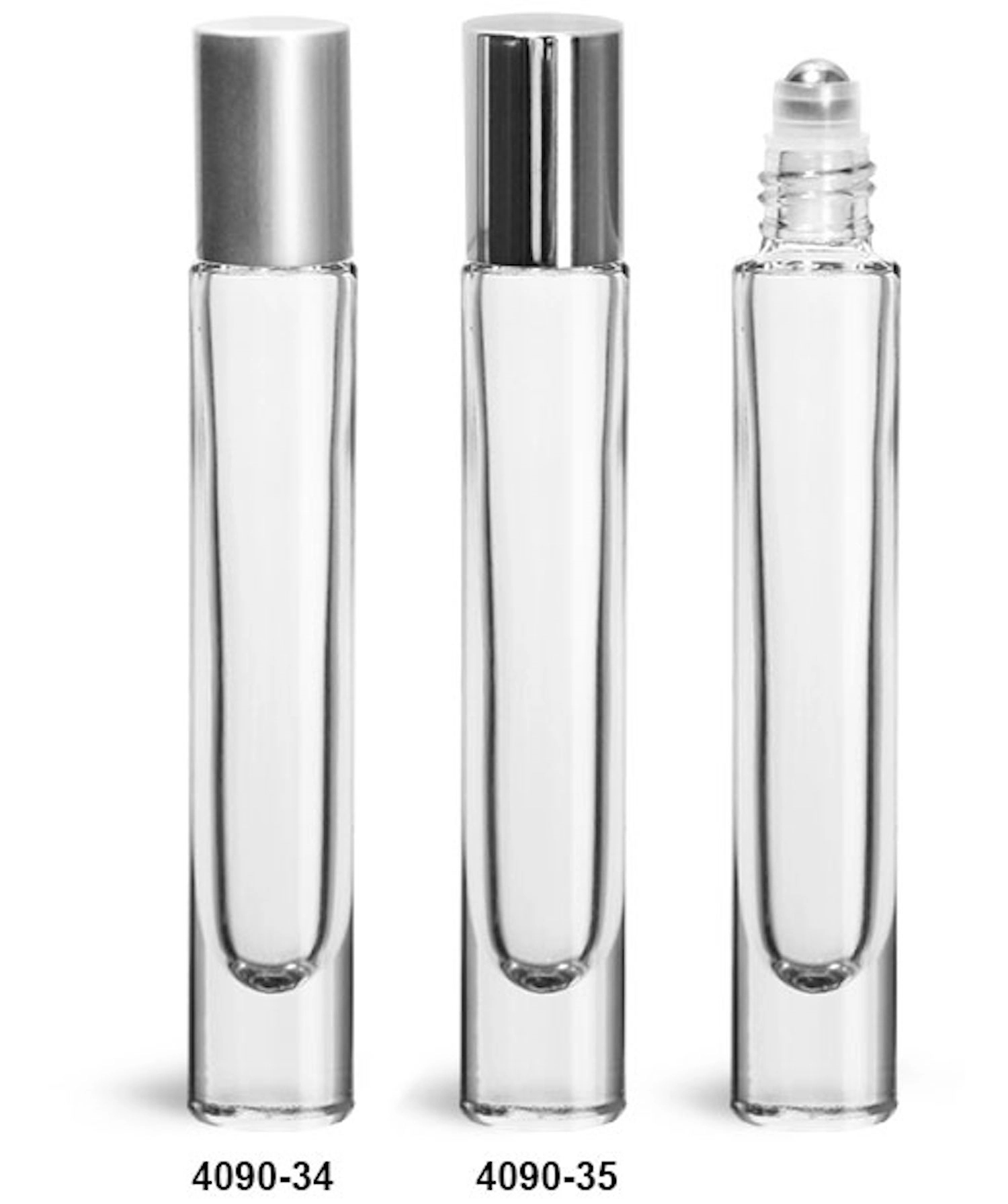 Clear Glass 10 Ml Roll On Bottles W/ Ball And Silver Caps 3