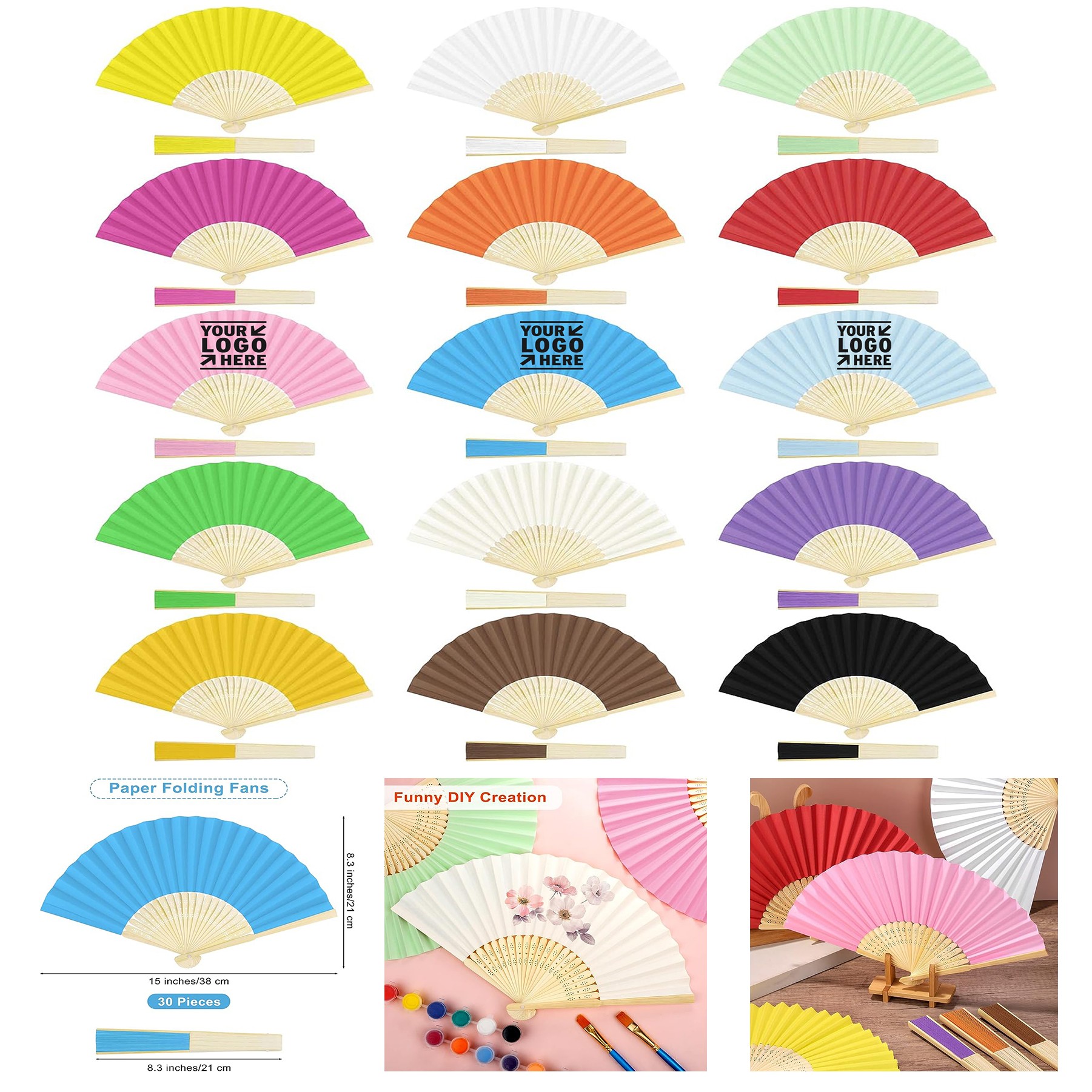Wedding Gift Paper Folding Bamboo Handheld Fan 2