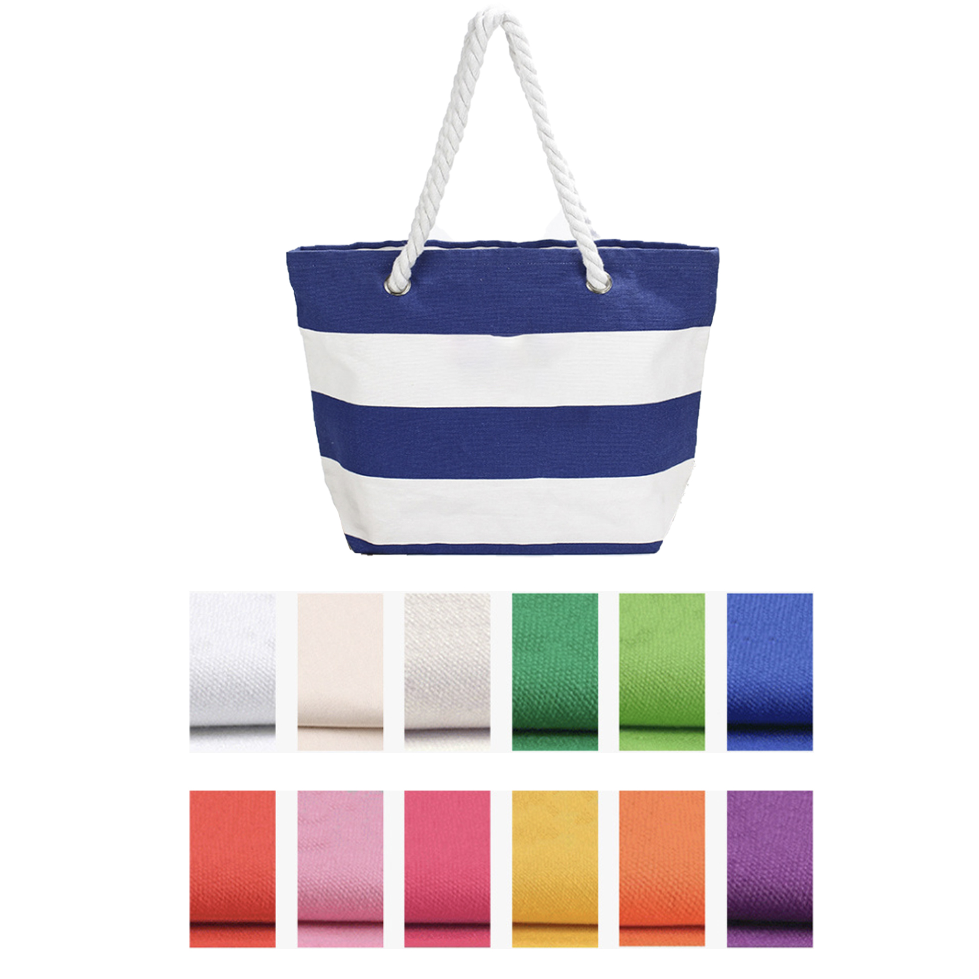 Line Cotton Beach Tote Bag With Rope Handle, custom tote bag with logo imprint 2