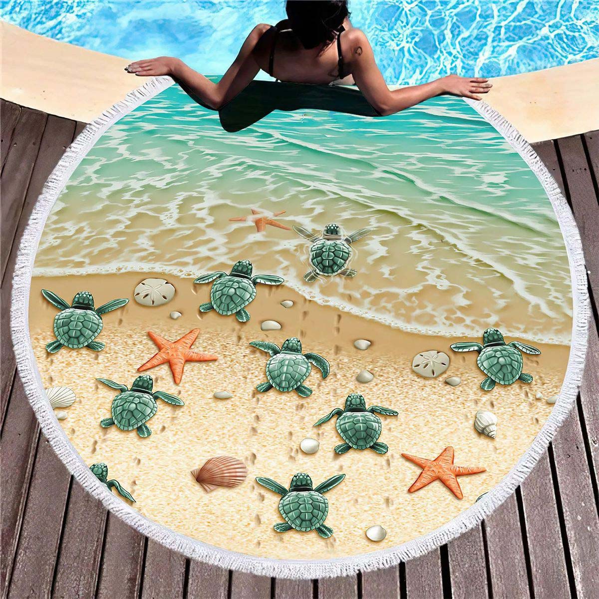 Soft Round Beach Towel with Quick Dry Microfiber 16