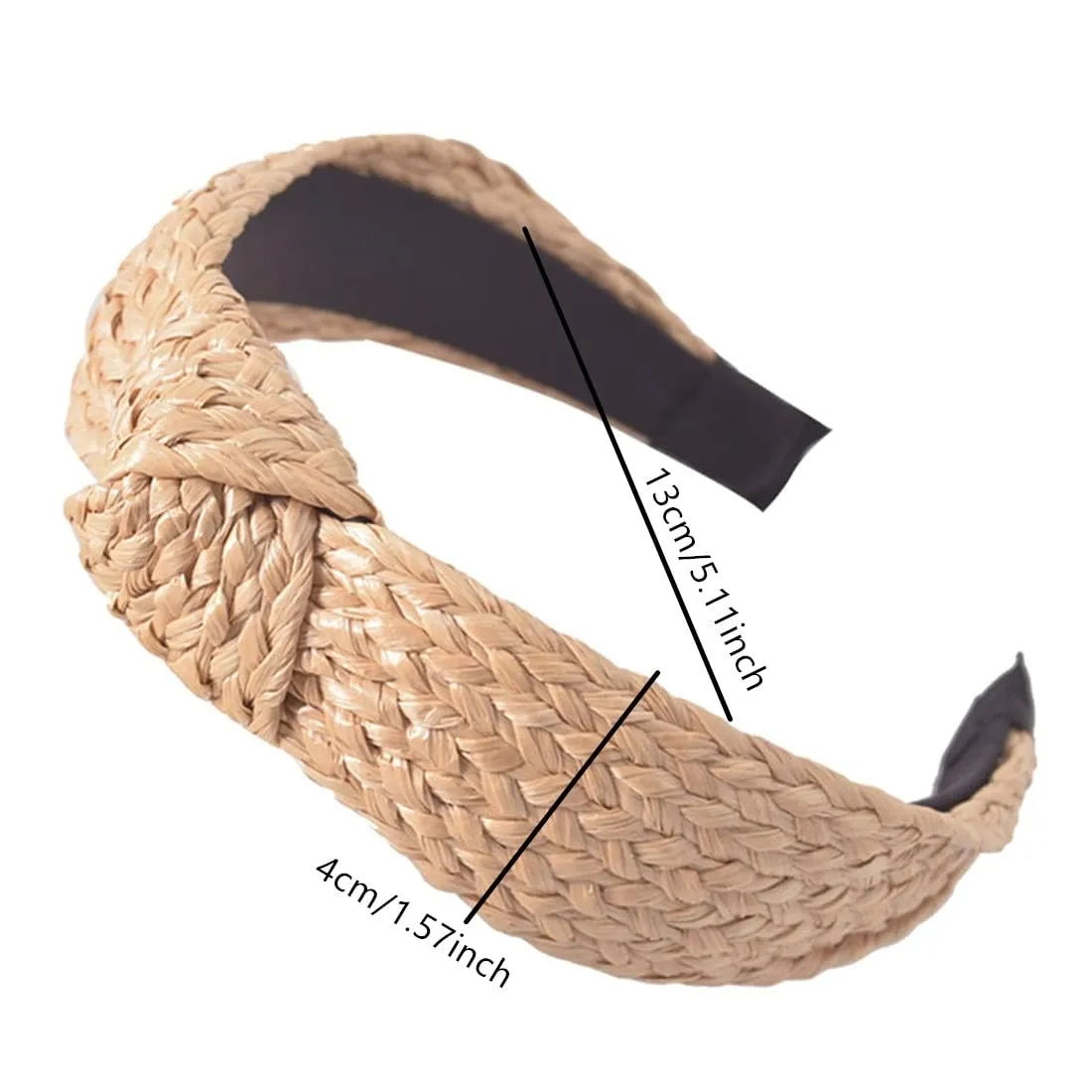 Wide Brim Straw Headband for Women -Elegant Knot Design 9