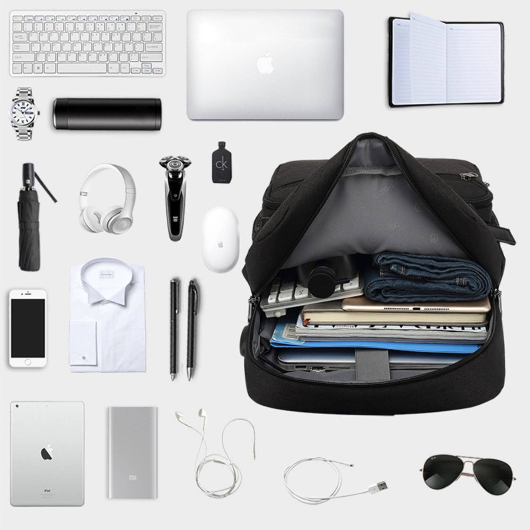 Polyester backpack waterproof with USB charging port 10