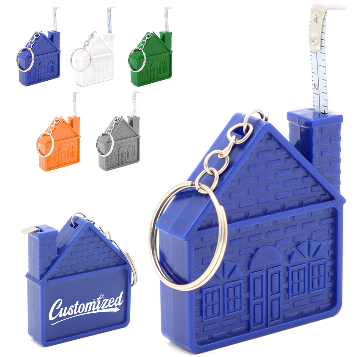 Custom House Shaped Mini Tape Measure Keychain 9