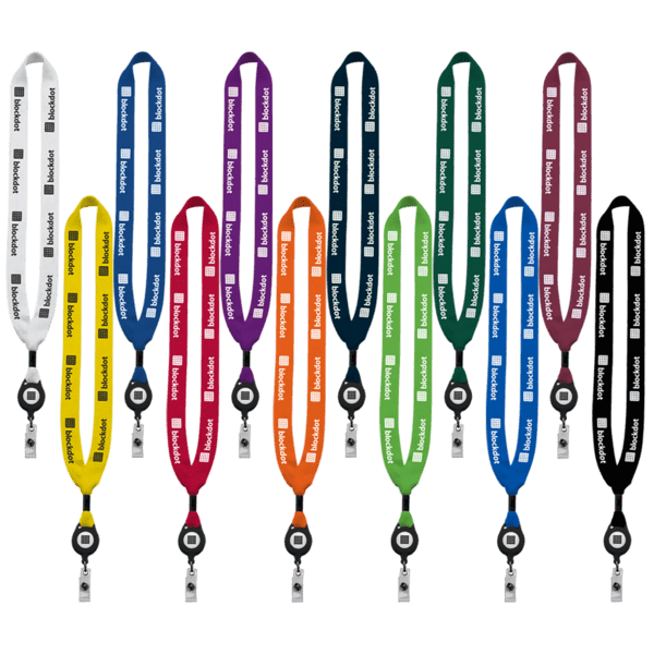 3/4" Cotton Lanyard with Metal Crimp & Retractable Badge Reel 256