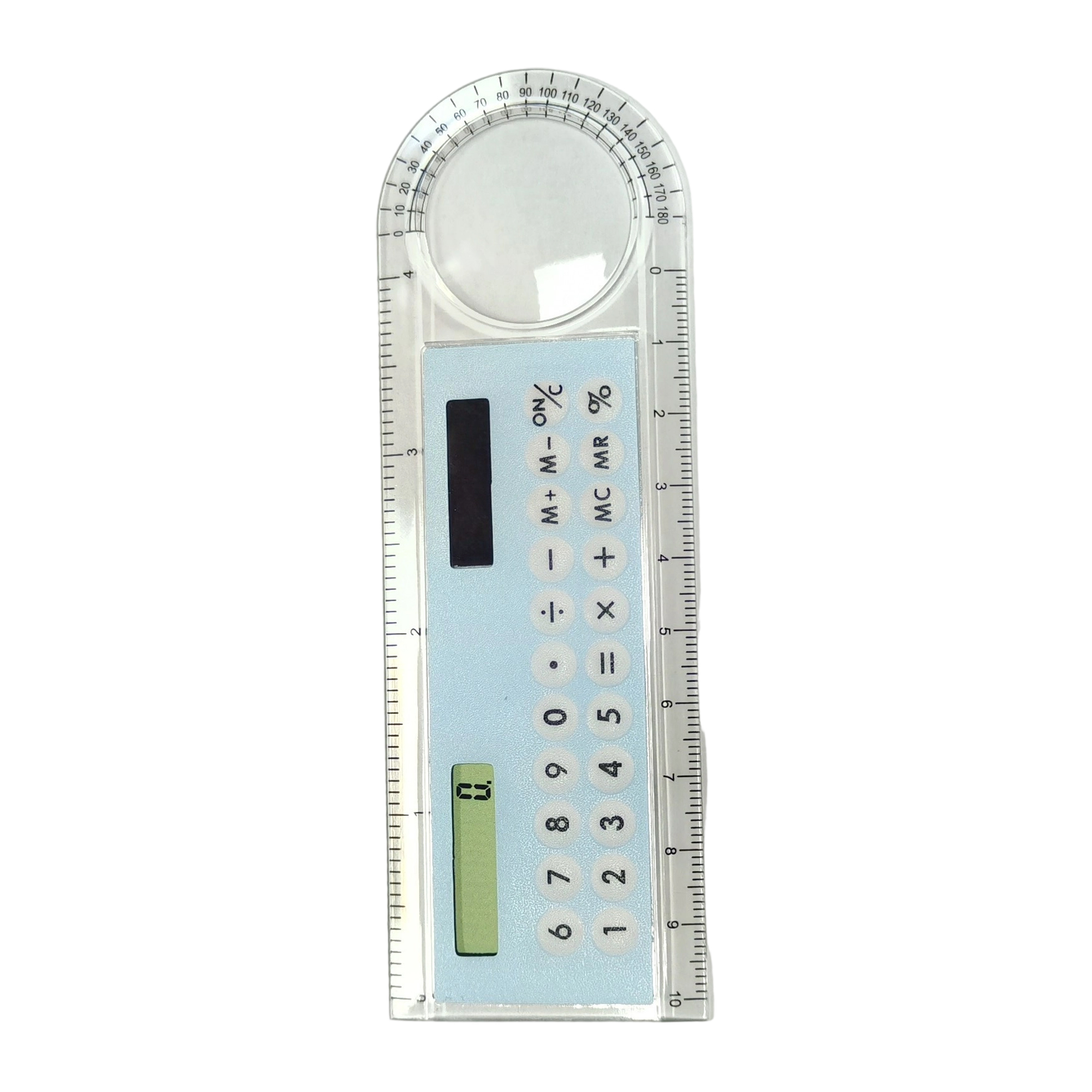 Plastic Solar Calculator Ruler With Protractor And Magnifier 5.2" 5