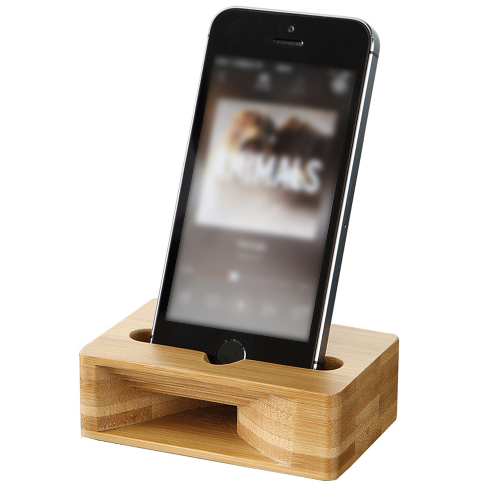 Natural Bamboo Wooden Desktop Mobile Phone Speaker Holder 2