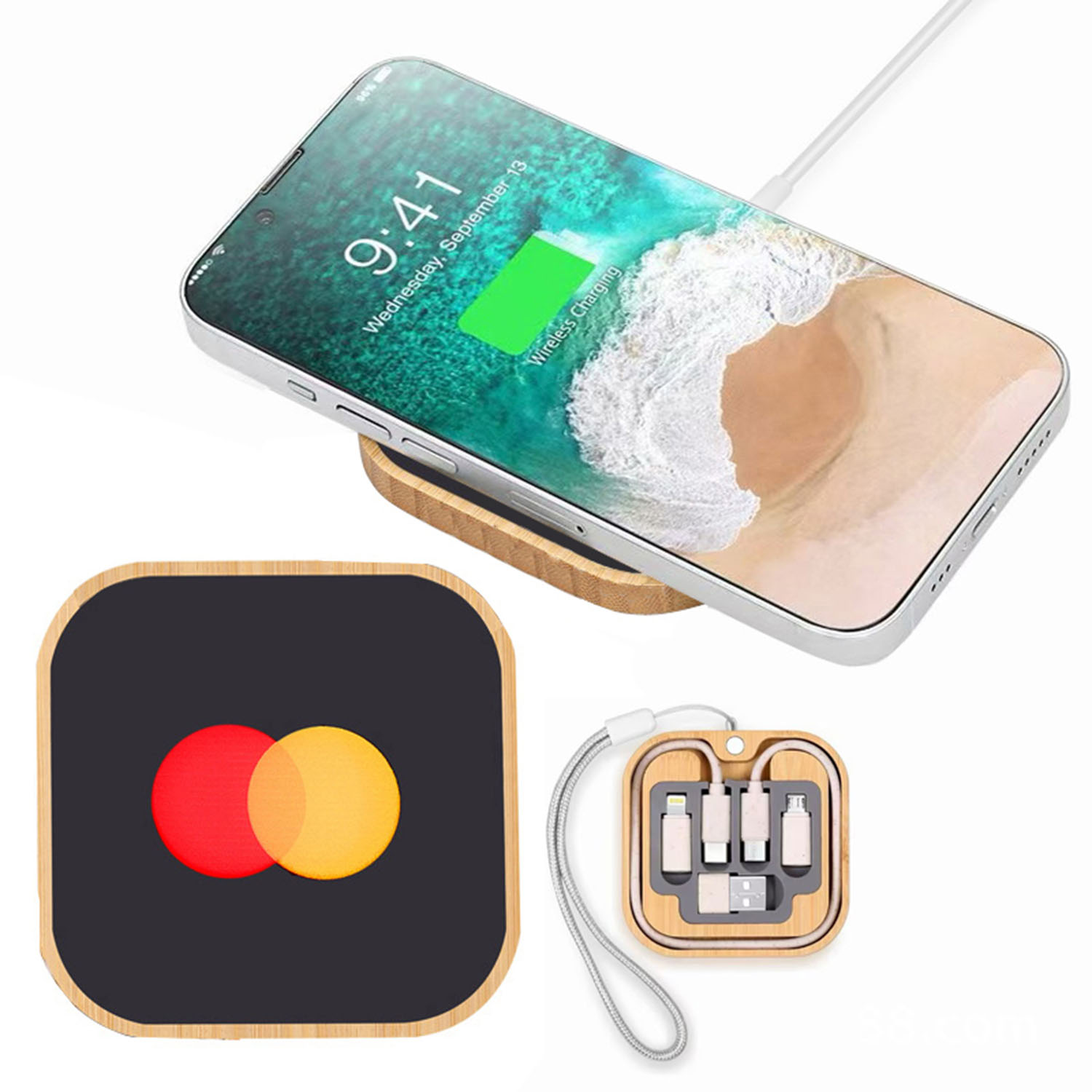 Light Up Square Wireless Charger and Cable Kit 3