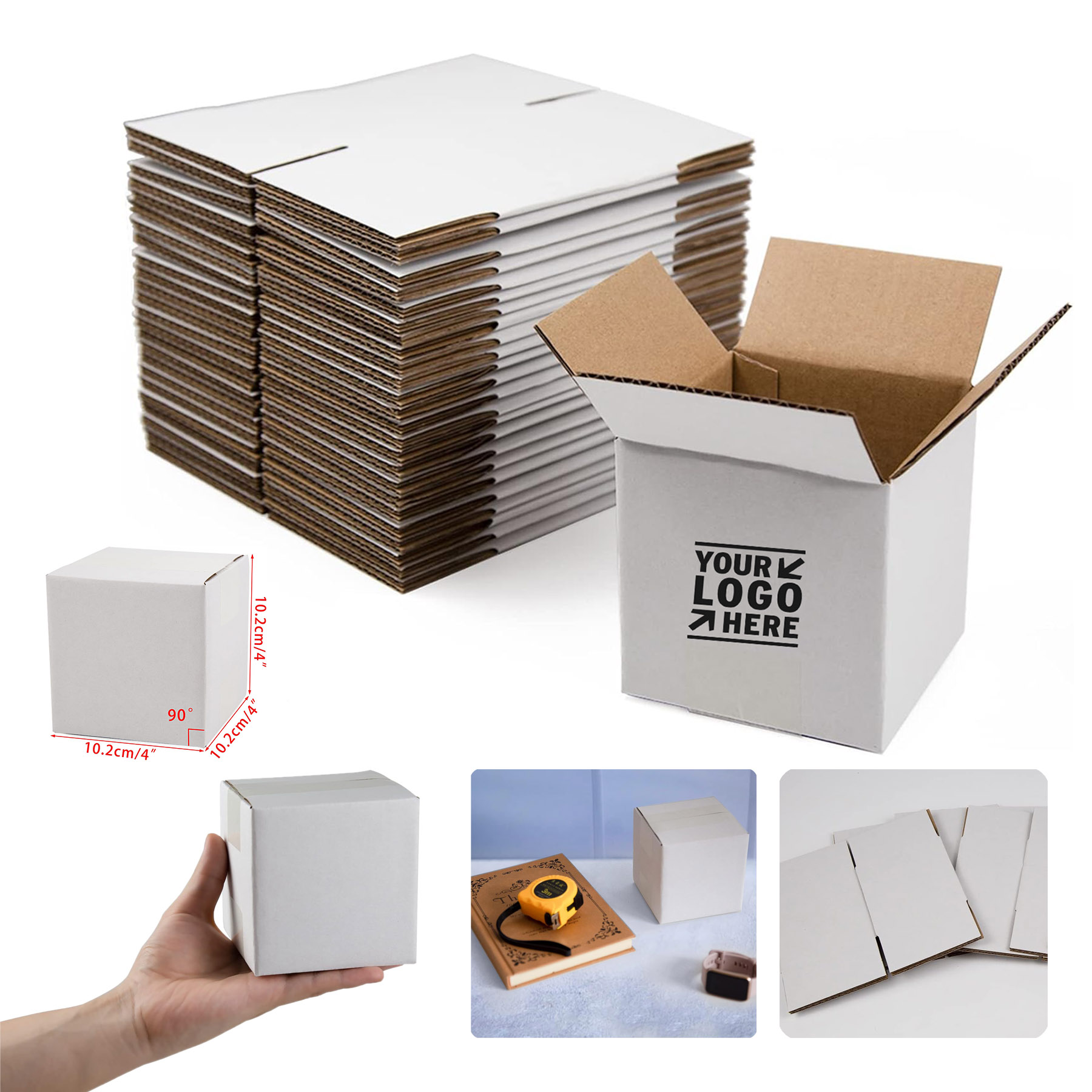 White 4x4x4 Inches Small Corrugated Cardboard Shipping Box 2