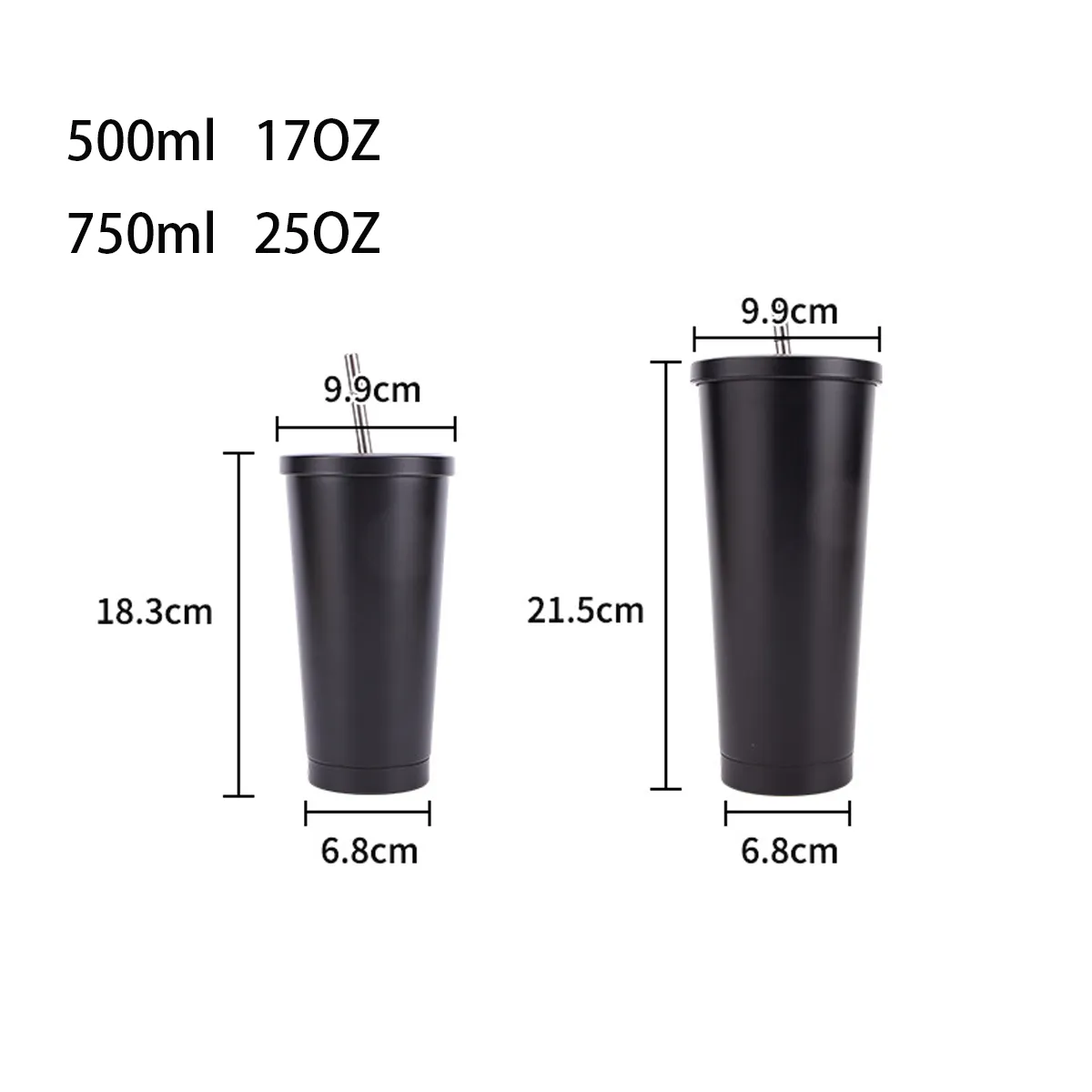 25oz. Insulated Stainless Steel Tumbler W/Lid and Straw Cup 1