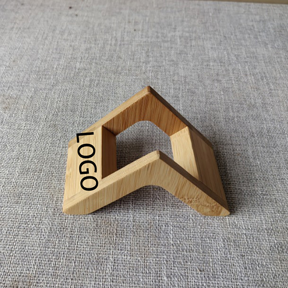 Triangular Bamboo Cup Coaster Stand 2