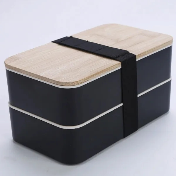 Eco-Friendly Wheat Straw Lunch Box with Wooden Lid 3
