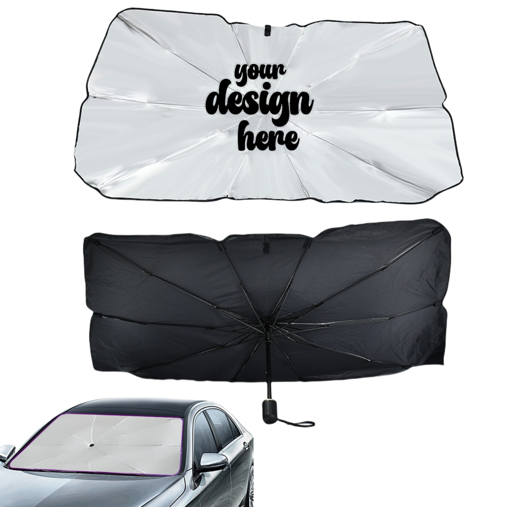 Full Color Foldable Car Umbrella Sunshade 3