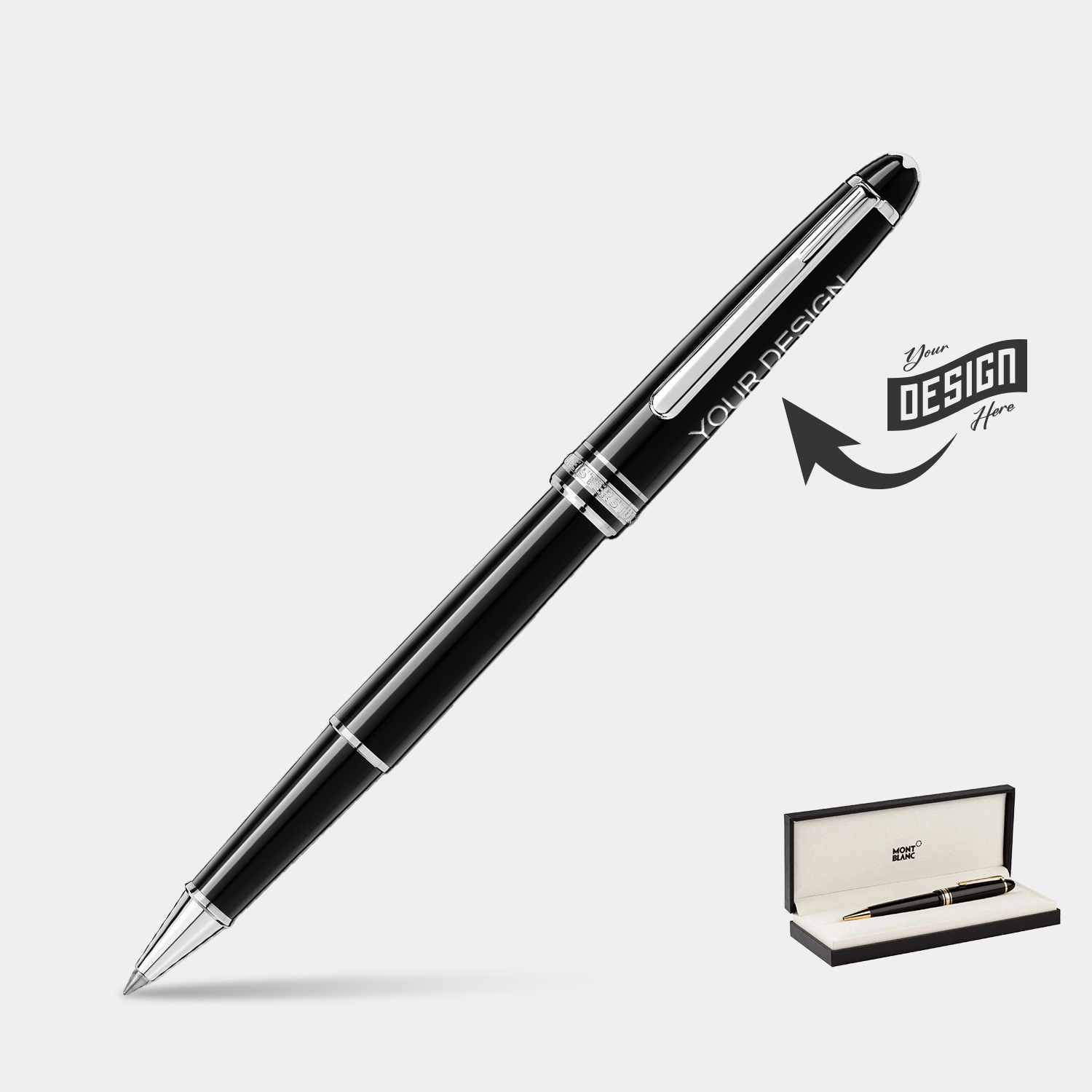 MONTBLANC® Meisterstück Luxury Platinum-Coated Classique Rollerball Pen w/ Gift Box 1