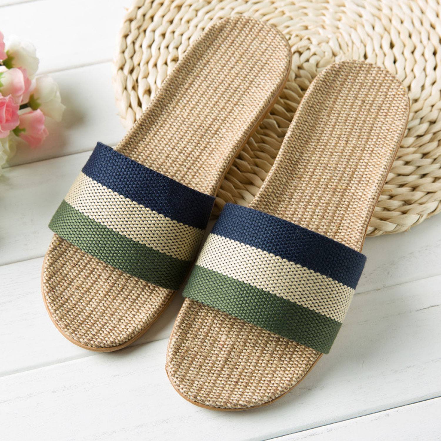 Fashion Unisex Linen Summer Skidproof Indoor Slippers 10
