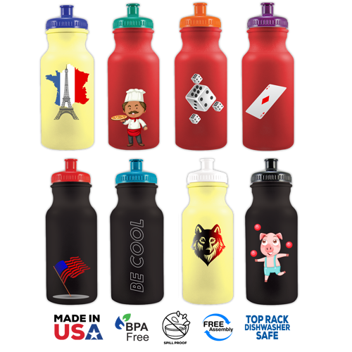 Colored Bike Bottle with Push Spout - 20 oz 4