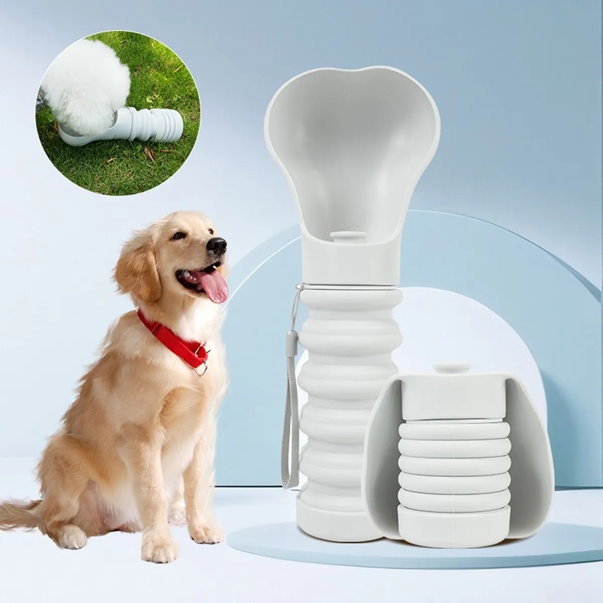 Collapsible Pet Water Bottle With Bowl & Strap 4
