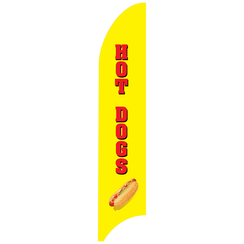 Hot Dogs Flag Kit with Poles 11 Feet G7 Feather Flag Sign Outdoor Banner - Yellow 2