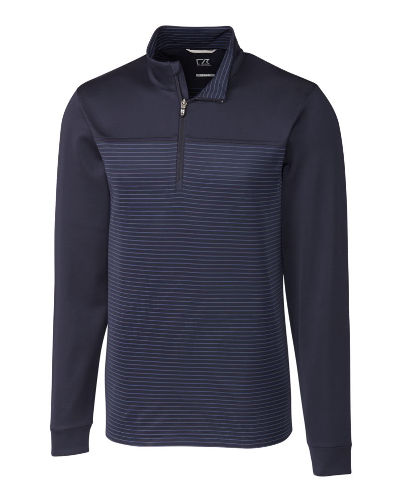 Cutter & Buck Traverse Recycled Smooth Stretch Mens Stripe Quarter Zip Pullover 35