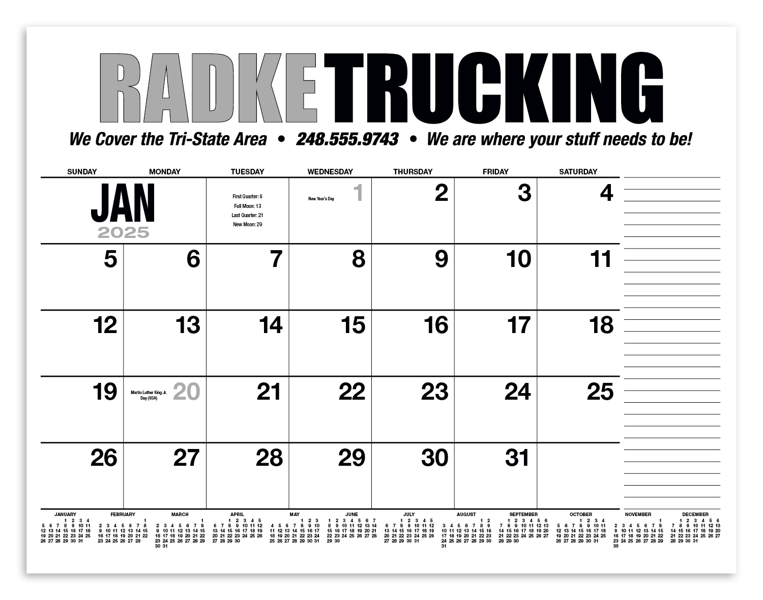 HotLine® Products 13-Month Desk Pad Calendar 29
