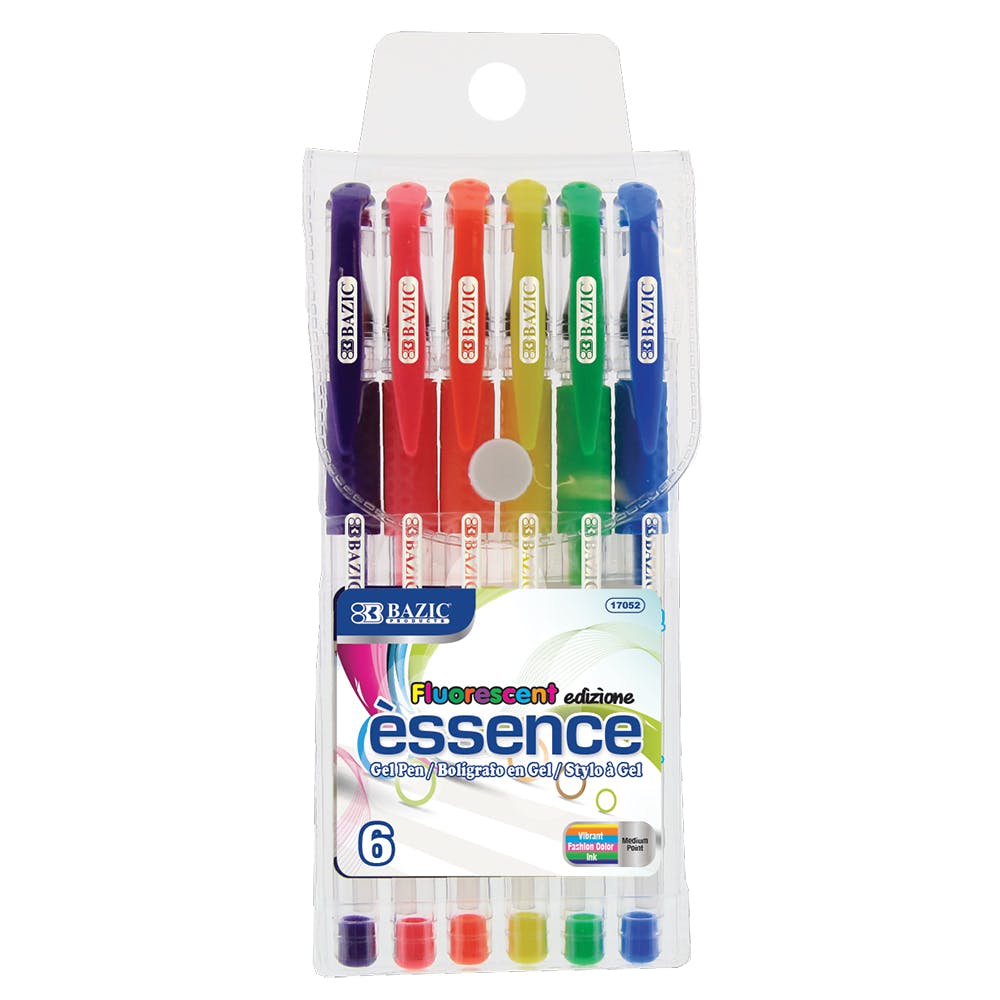 Gel Pens - Fluorescent Color Inks Medium Point 6 Pack 2
