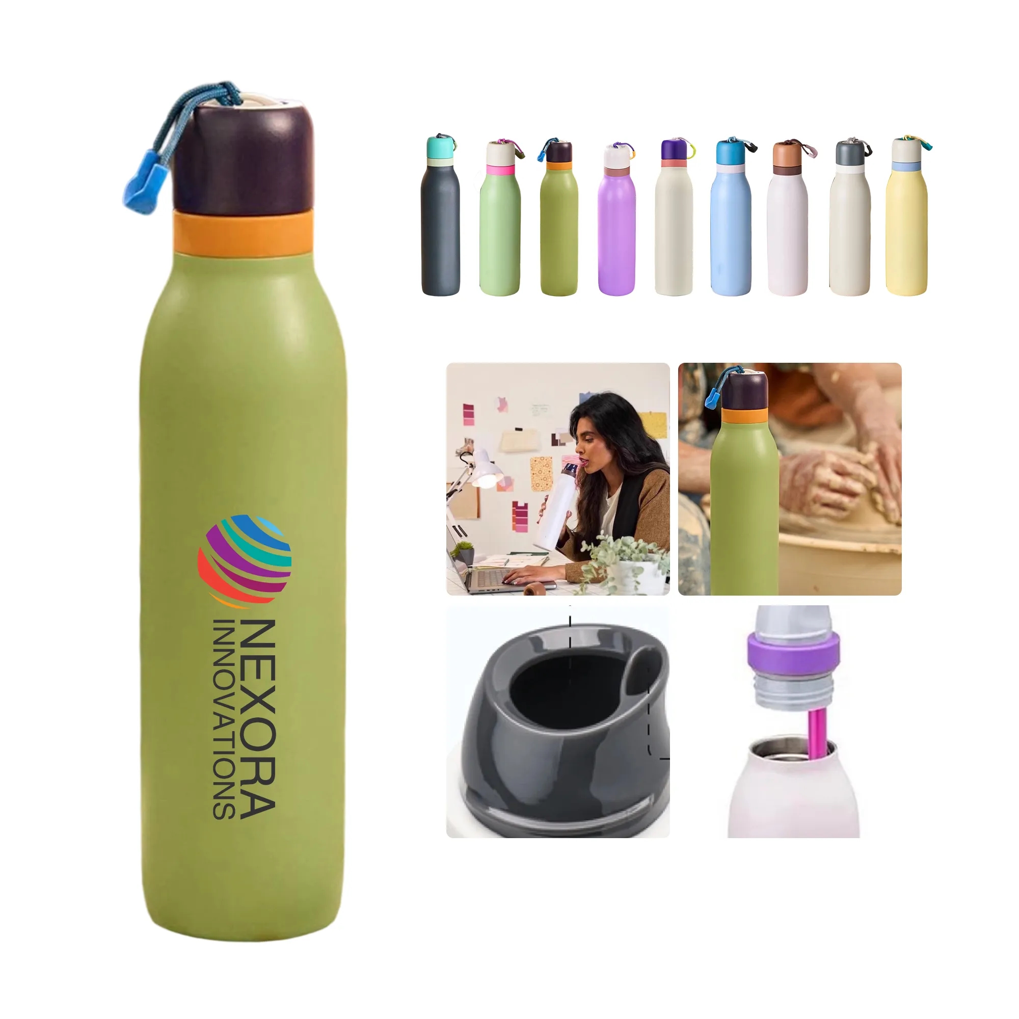 Portable 18oz Stainless Steel Tumbler with Straw 11