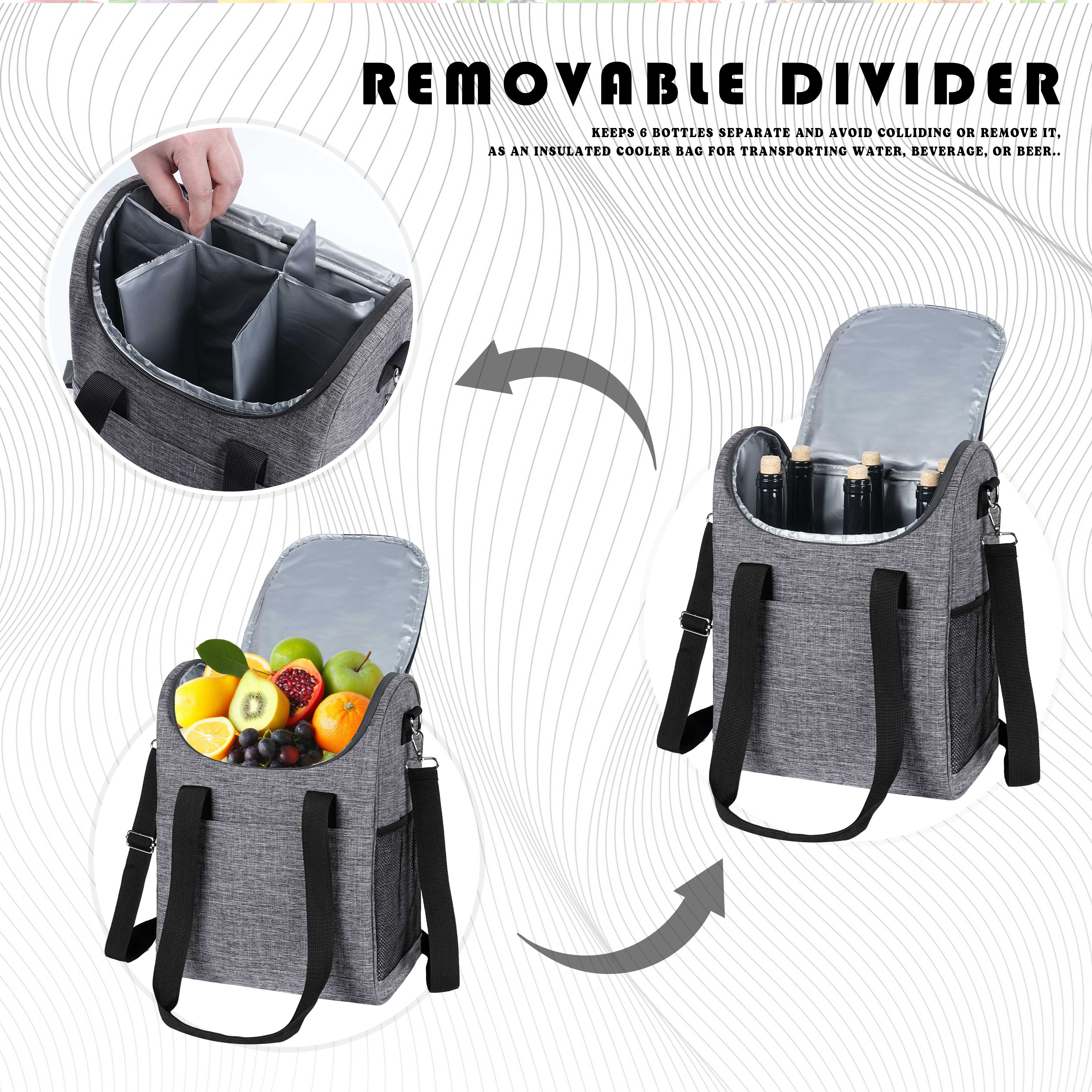 Elegant 6-Bottle Insulated Wine Cooler Bag 3