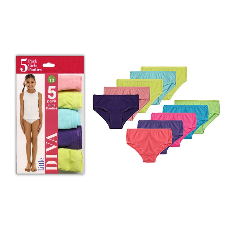 Girl's Panties - Assorted Solids Size 10 5 Pack 2