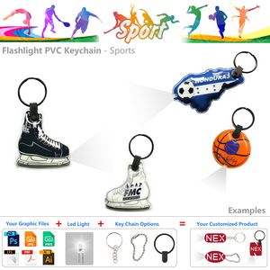 Vividly Colored LED Keychain Flashlight In Various Sports Shapes 11