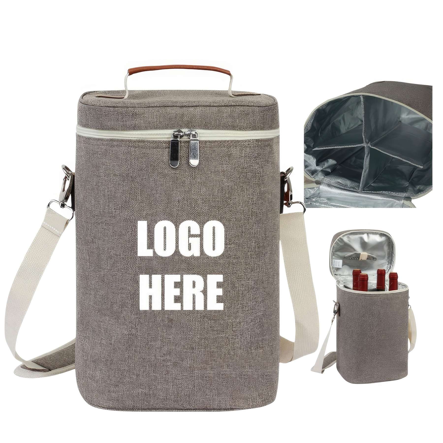 Custom Insulated 4 Bottle Wine Gift Tote Carrier 2