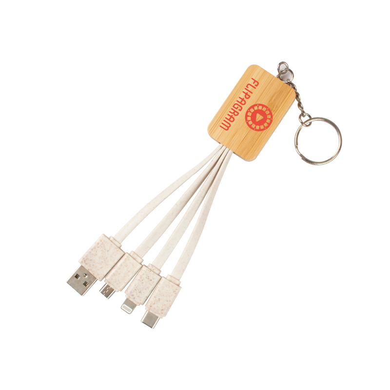 Eco Friendly Bamboo and Wheat Straw 4-in-1 Charging Cable 1