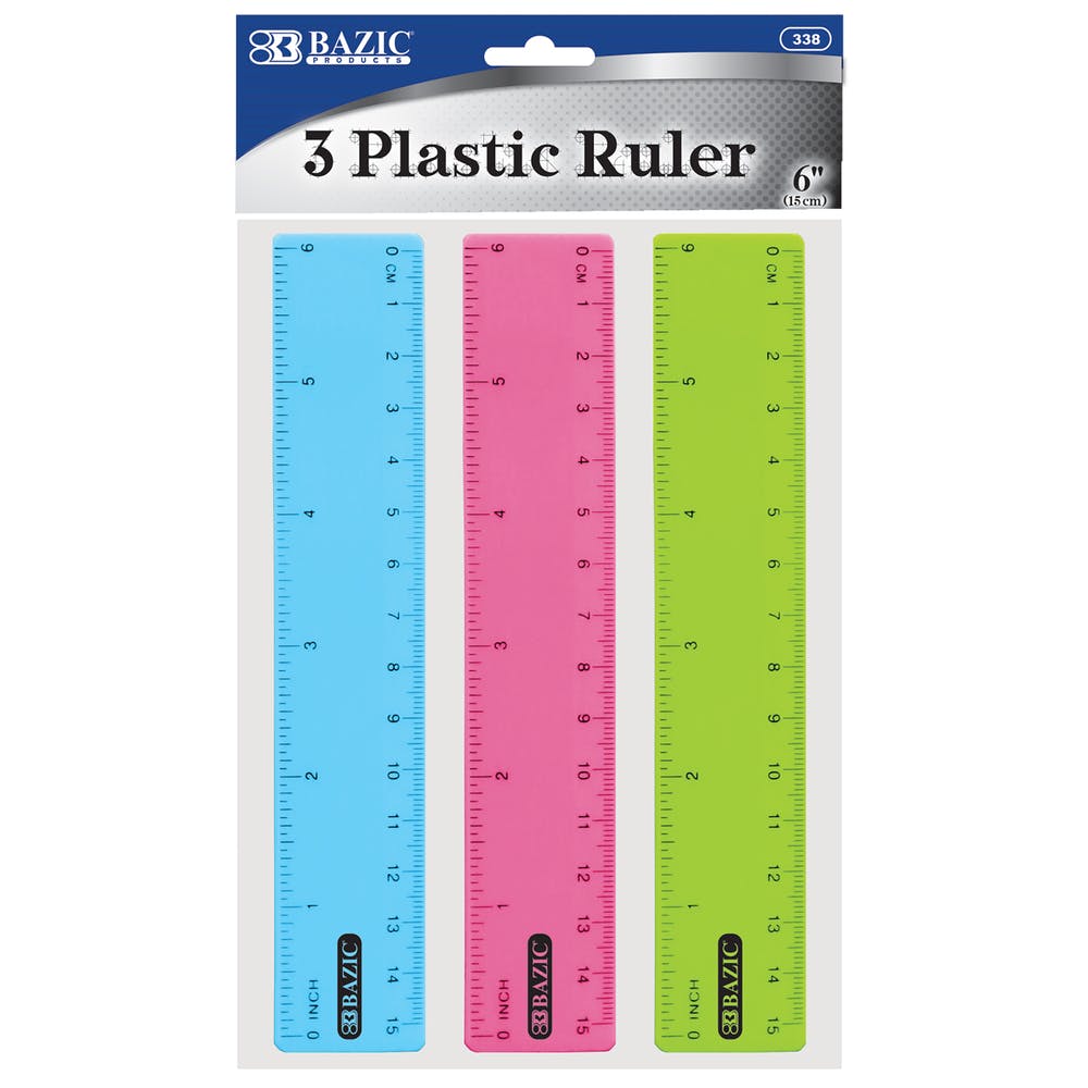 6" Plastic Rulers - 3 Pack Assorted Colors 2