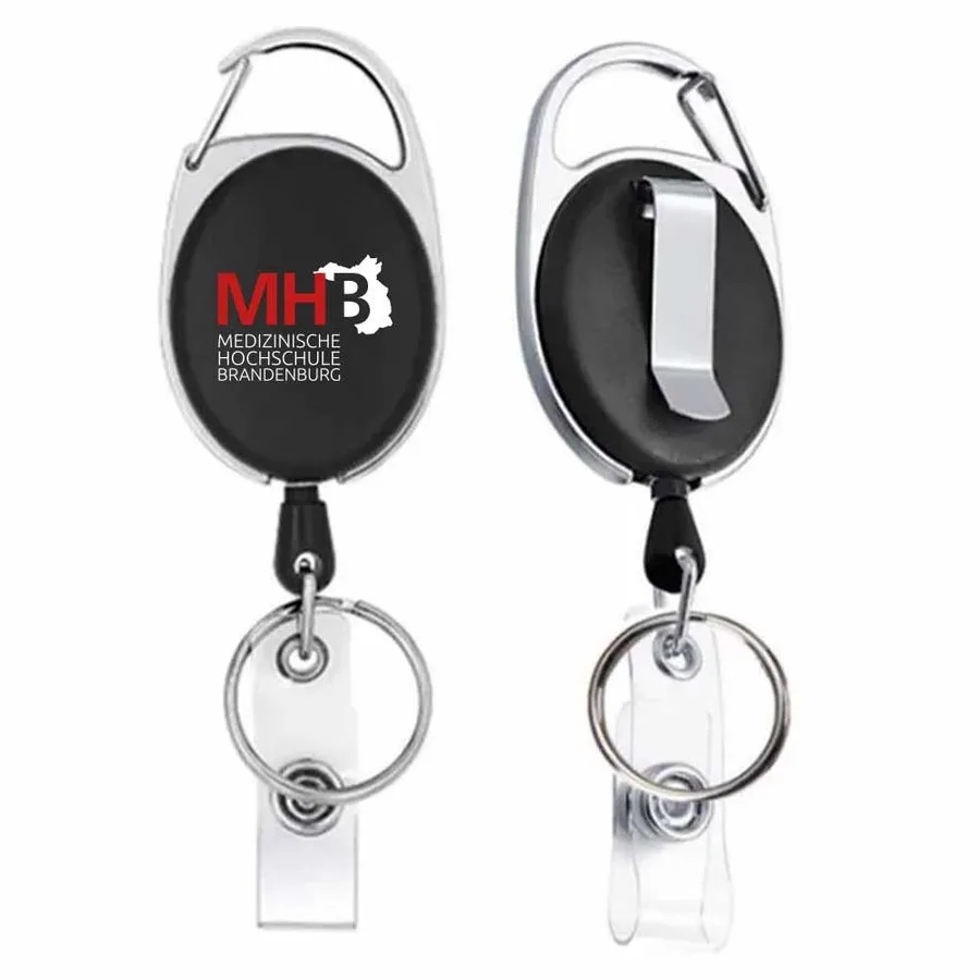 Solid Black and Steel Reel Keychain 7