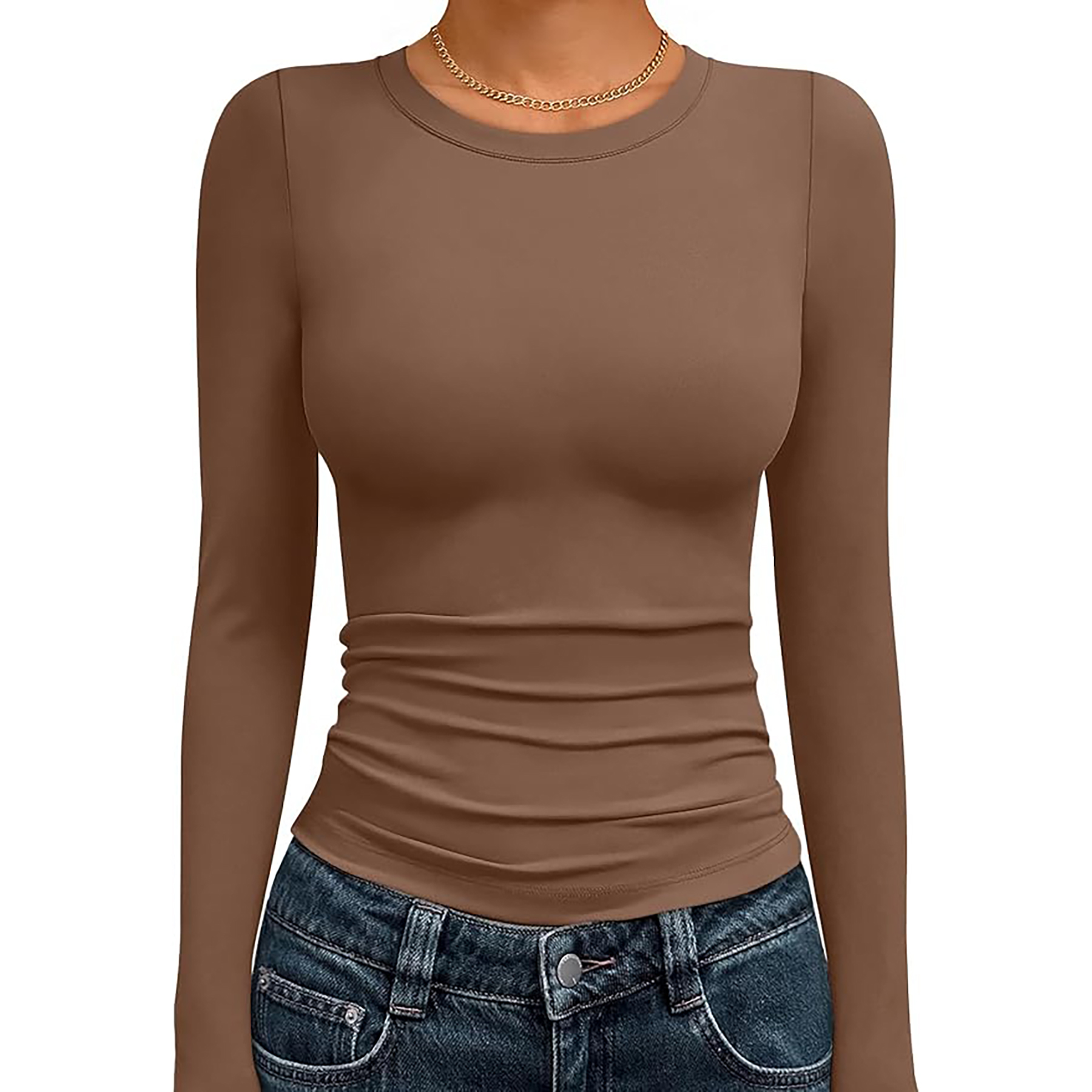 Women's Basic Round Neck Crop Top 22