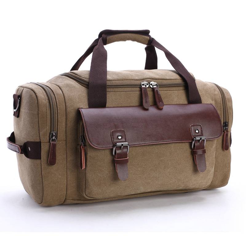 Expandable Canvas Genuine Leather Duffle Bag 3