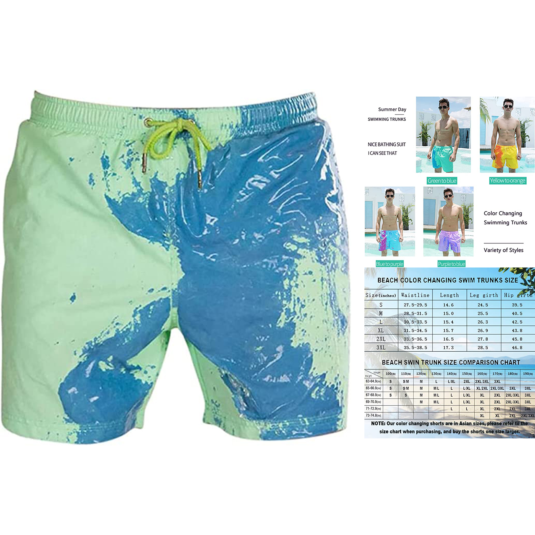 Quick Dry Temperature Sensitive Color Changing Swim Trunks 2