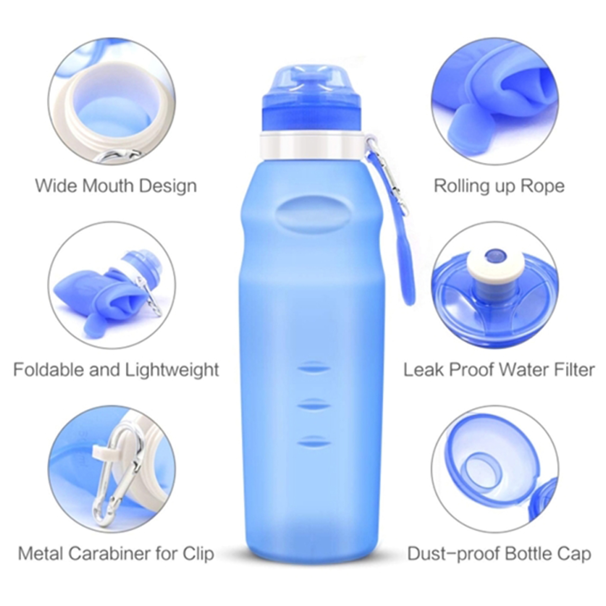 20 Oz. Foldable Silicone Water Bottle 2