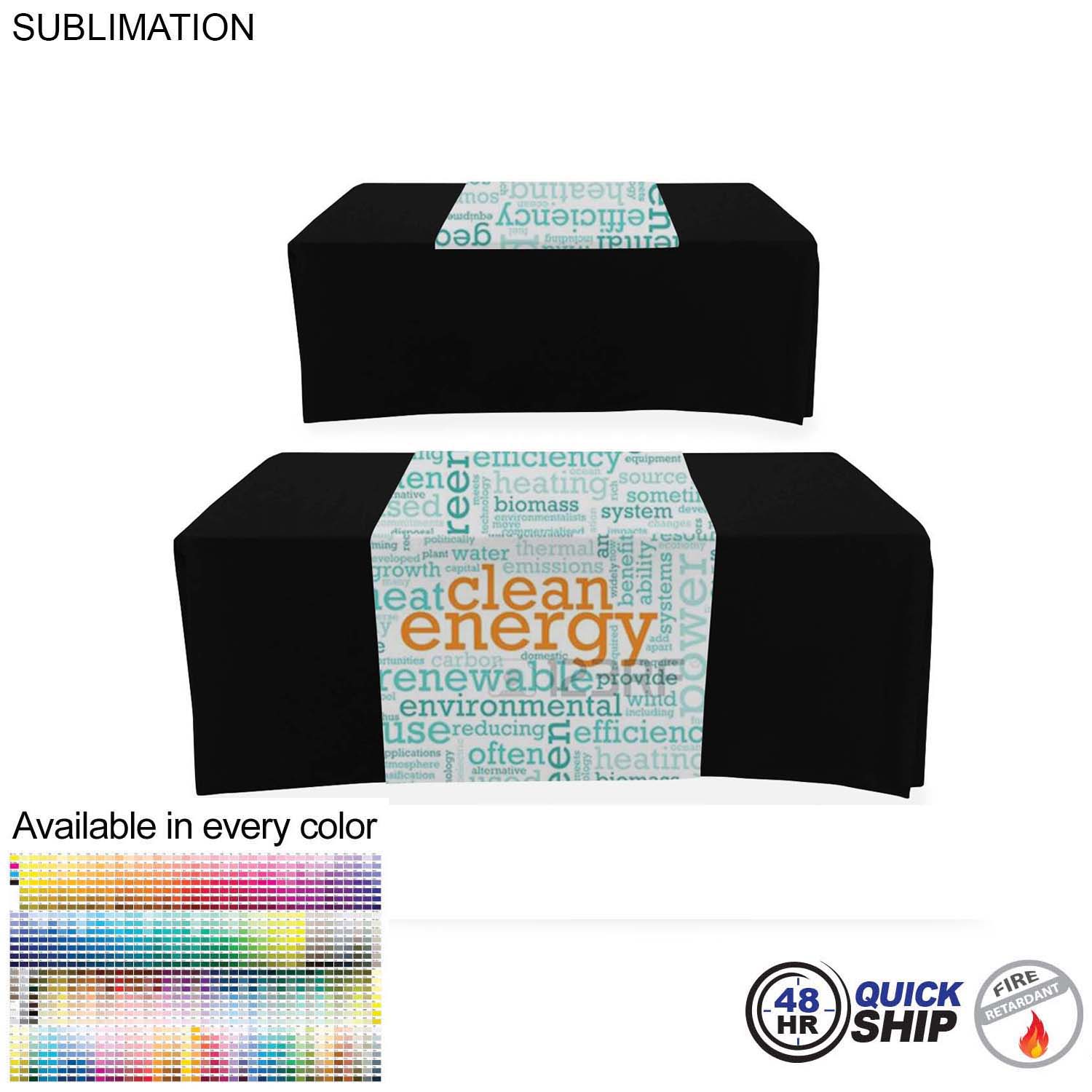 48 Hr Quick Ship - Sublimated Table Runner, 30x60, Covers Front and Top of the table 2