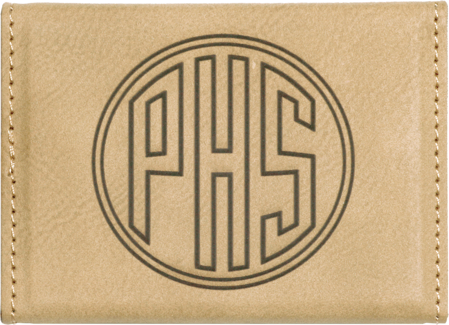 3 3/4" x 2 3/4" Light Brown Leatherette Hard Business Card Holder 2