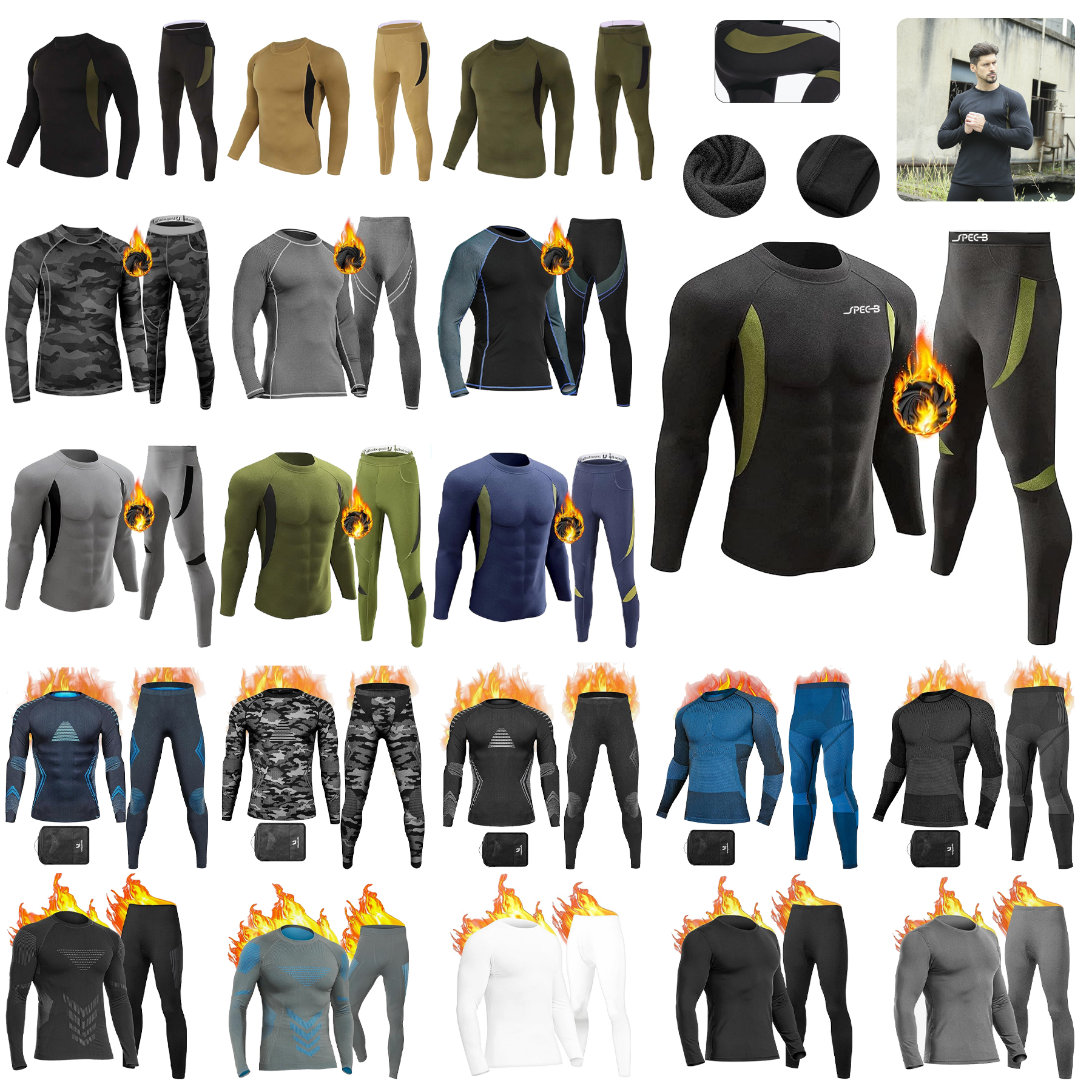 Men's Top & Long Johns Fleece Thermal Underwear Set 2