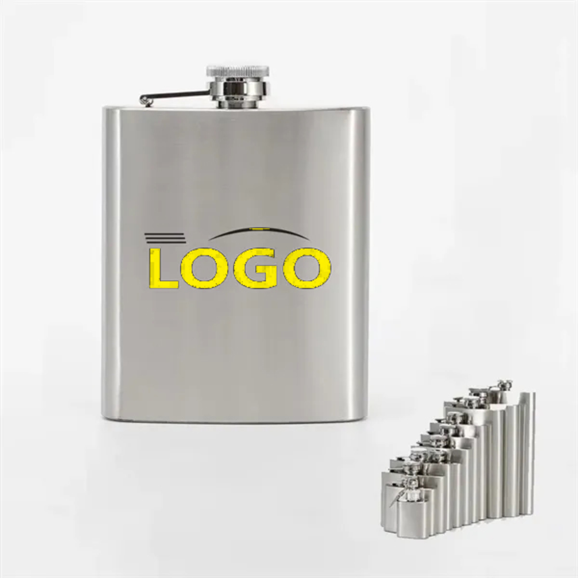 8oz Stainless Steel Hip Flask, custom water bottle with logo imprint 1