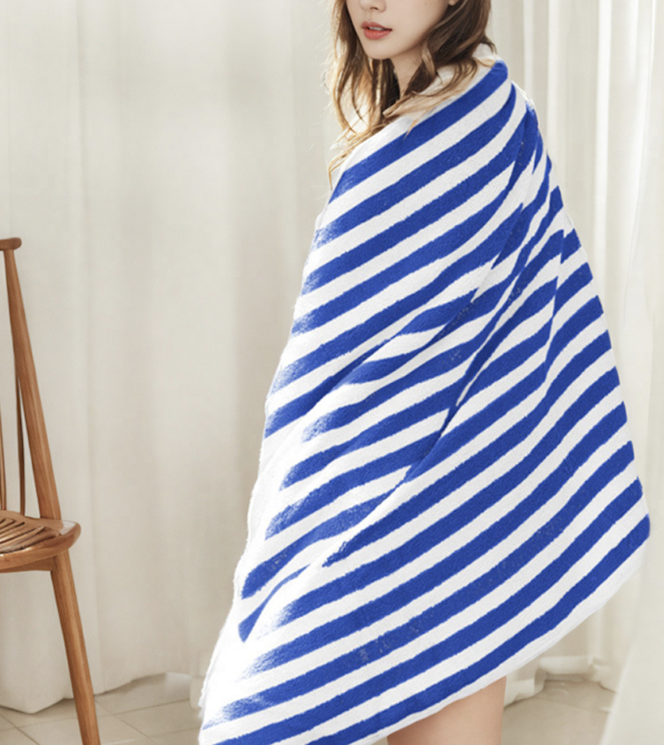 White Classic Stripe Cabana Beach Towels 6