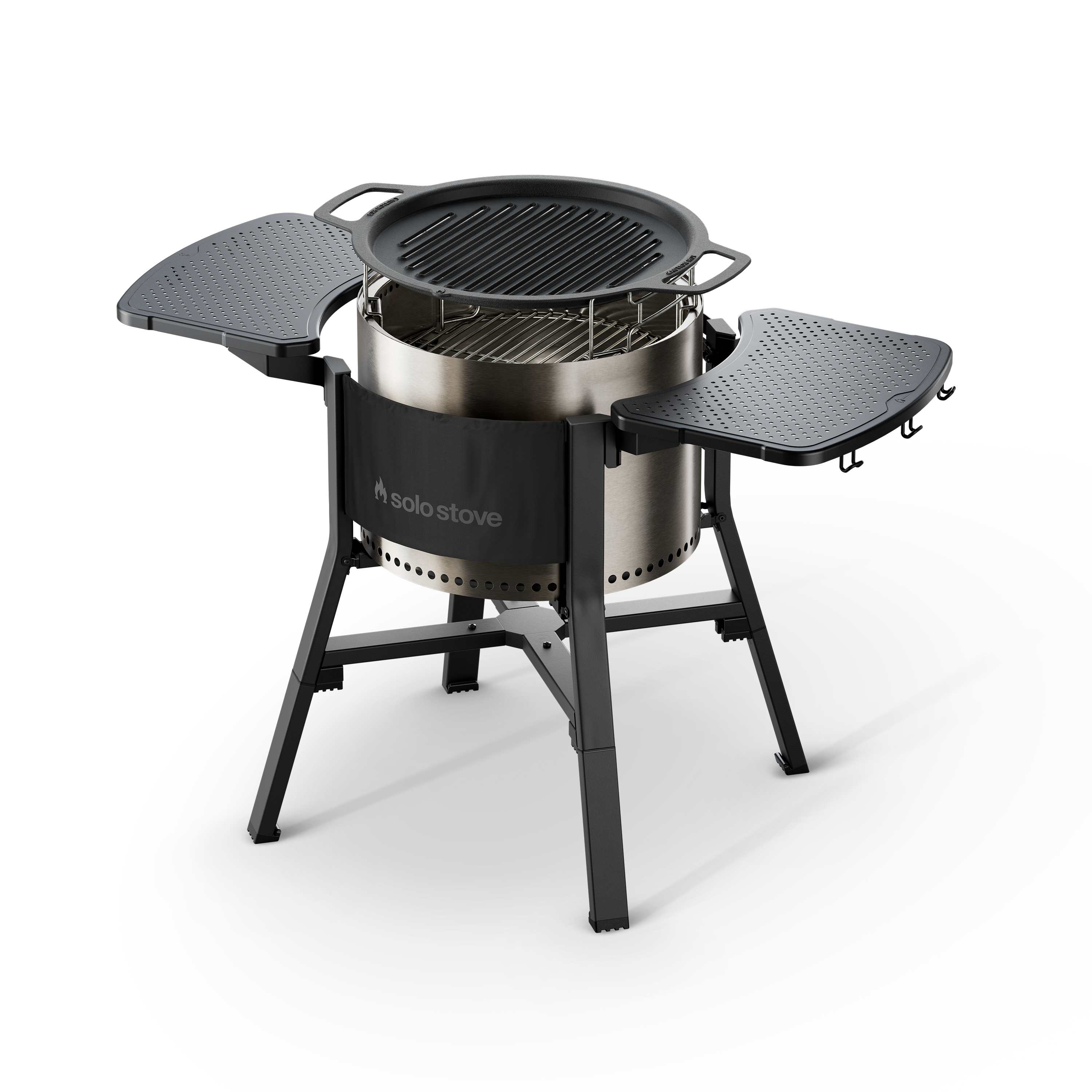 Solo Stove - Bonfire 19.5" Fire Pit Cast Iron Grill Cookout Bundle with Stand 4