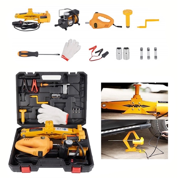 Automotive Electric Scissor Jack Lifting Wrench Tools Kit