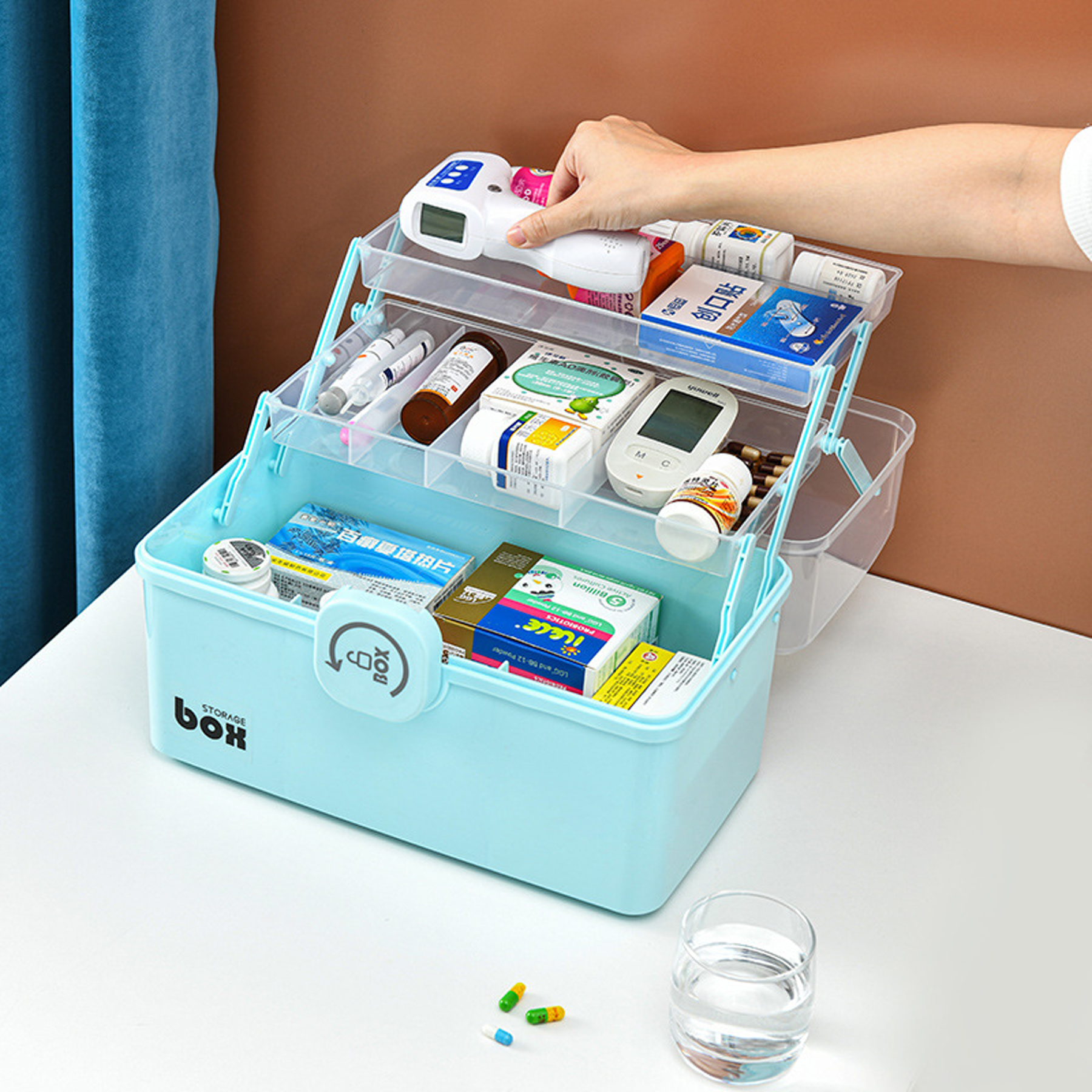 3-Tier Plastic First Aid Kit with Carry Handle 4