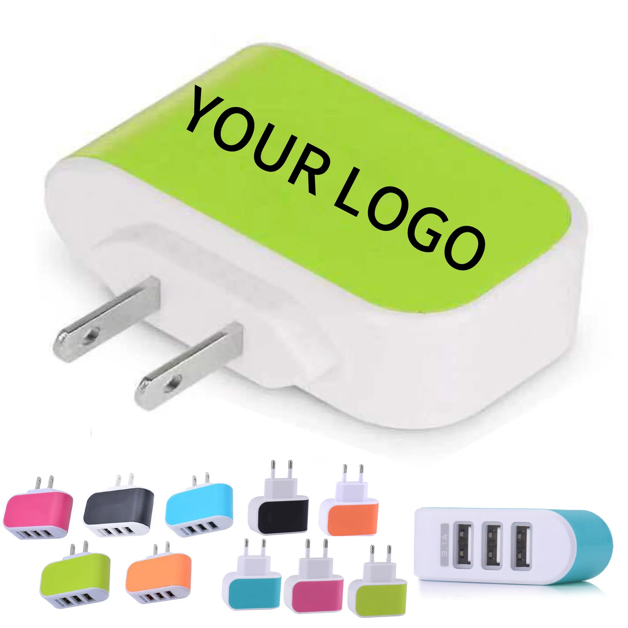 Compact 3 USB LED Charger 2.49x2.17x0.99 Inch 6