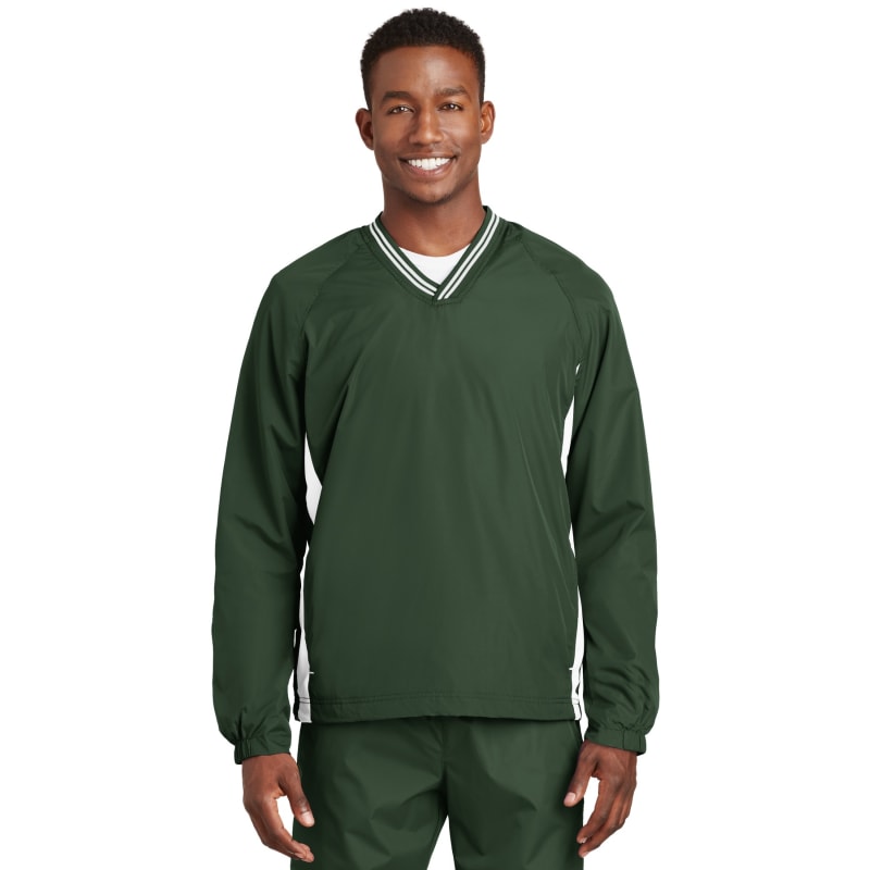 Sport-Tek Tipped V-Neck Raglan Wind Shirt. 2