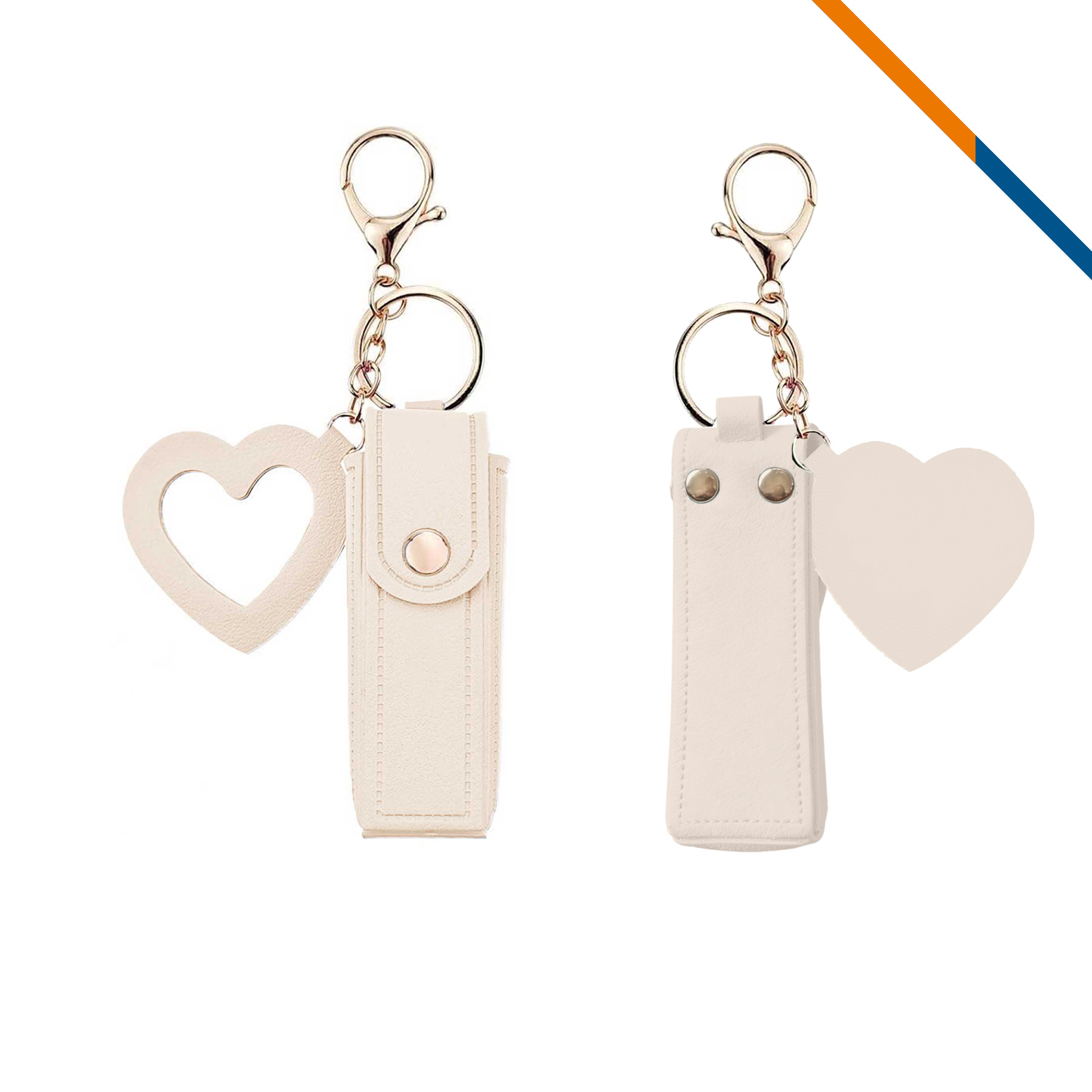Zipin Mini PU Leather Mirror Lipstick Keychain Pouch 8
