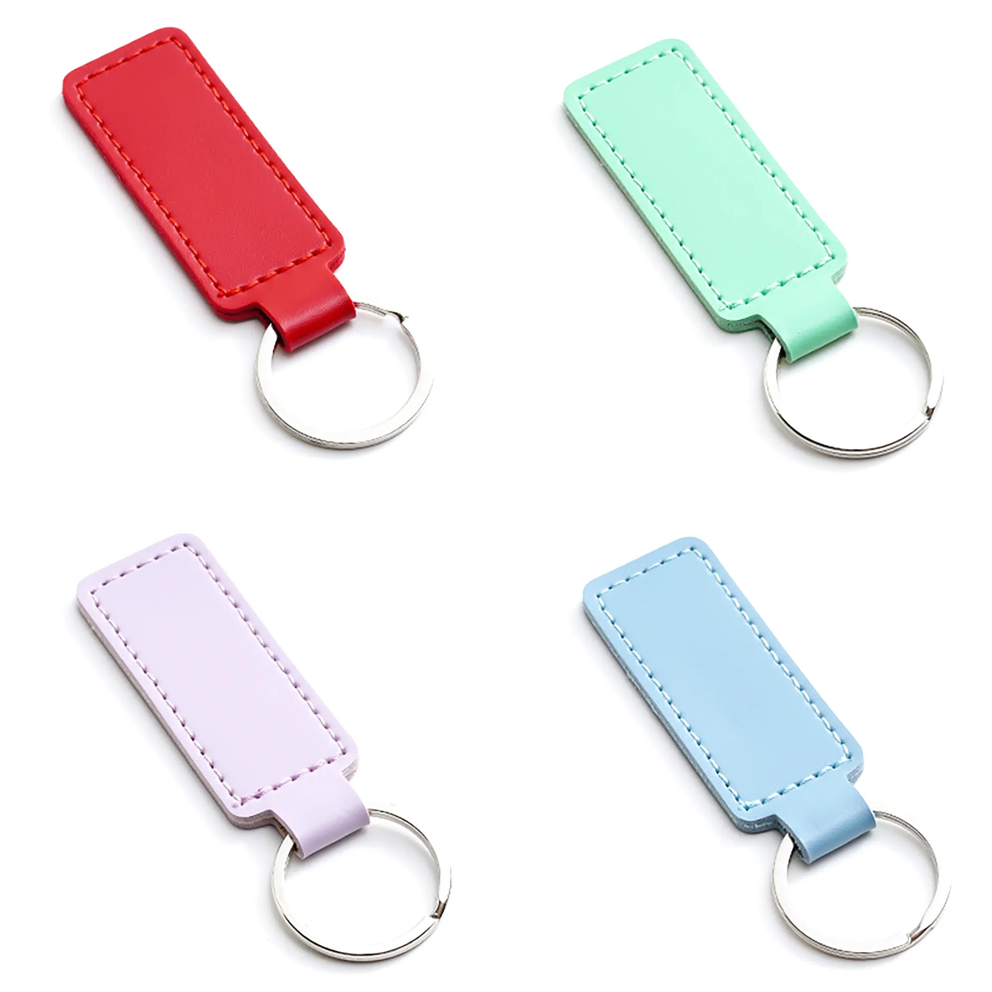 Rectangle PU Leather Keychain 3