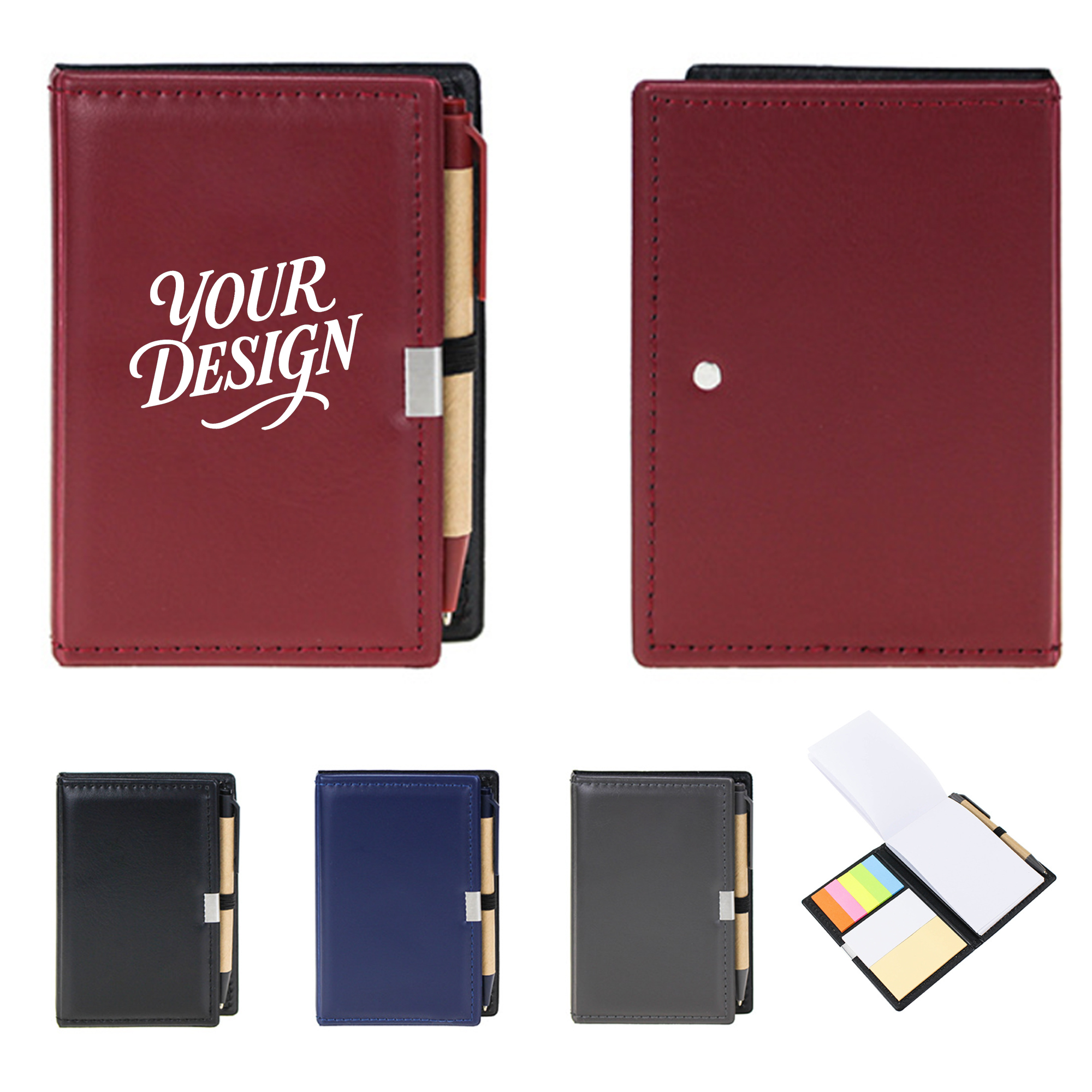 Branded Durable PVC-Covered Memo Pad Set 1