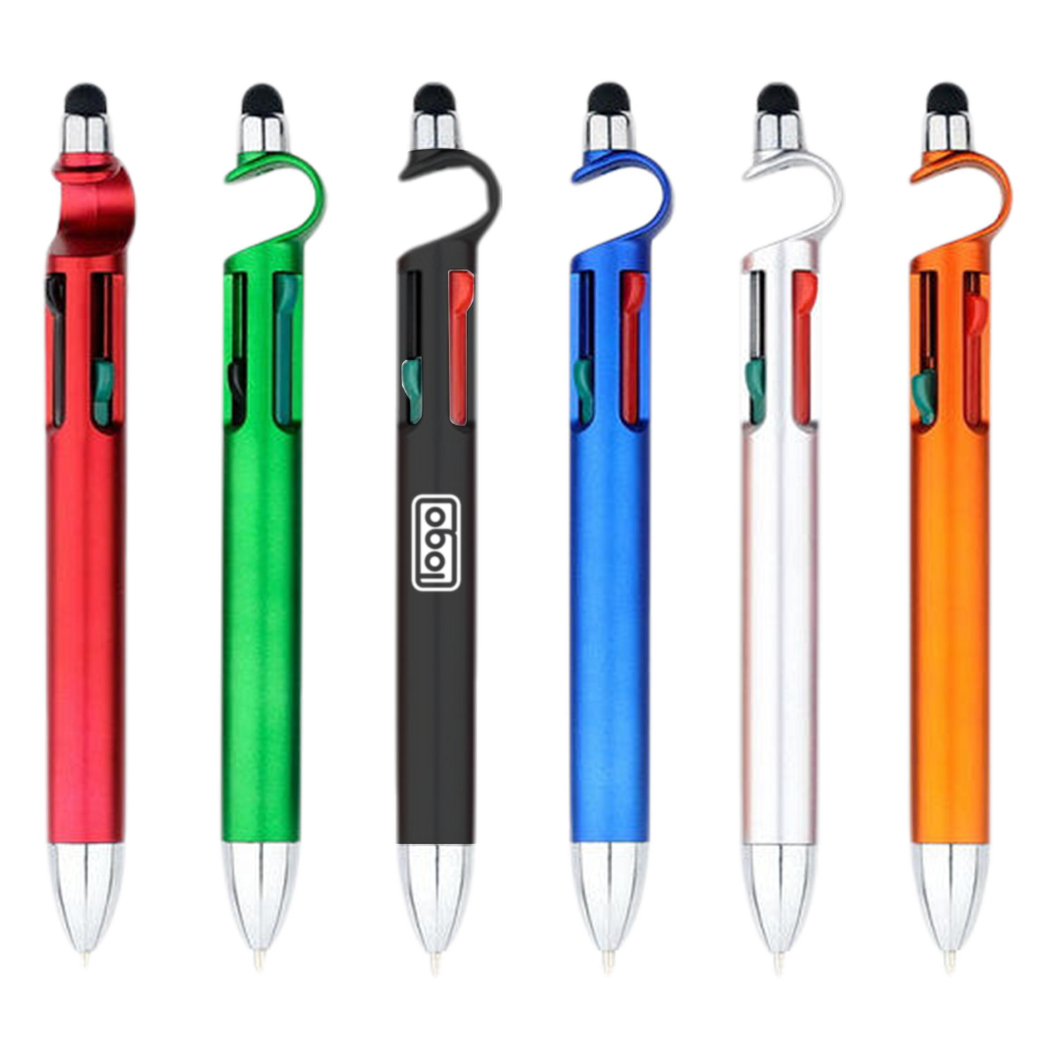 4 Color Stylus Ballpoint Pen w/ Phone Stand 3